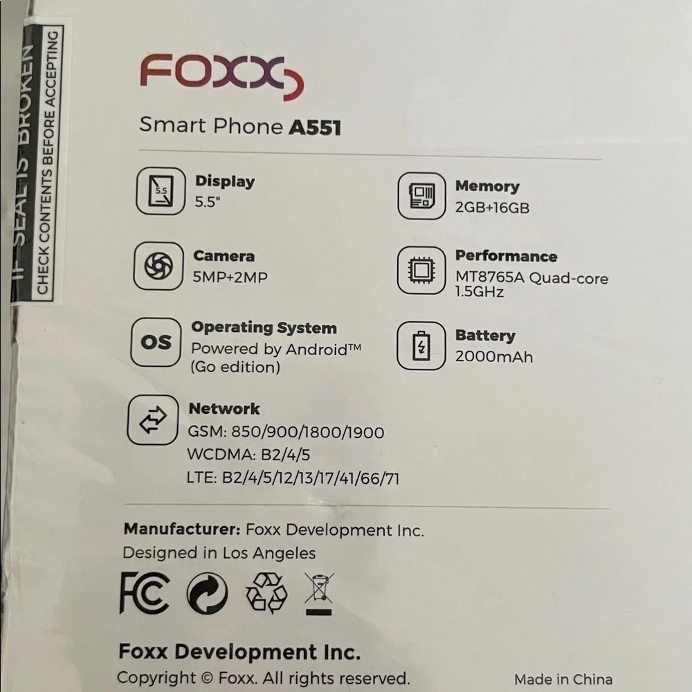 Foxx Smart Phone A551 - Gray UNLOCKED